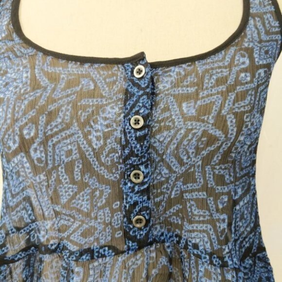 Urban Outfitters Ecote Sheer Blue Black Half Button Down Keyhole Tank Top XS - Picture 2 of 7